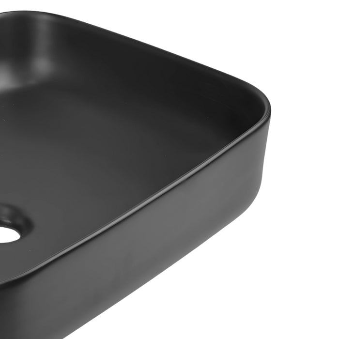 Lavabo appoggio ceramica nero rettangolare lavandino arredo bagno 50x39x13 cm *** confezione 1