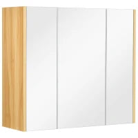 kleankin Armadietto Specchiera Bagno a 3 Ante con Mensole Regolabili, 68x22x60cm, Bianco
