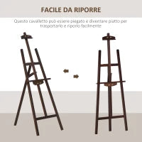 Cavalletto Pittura, 135 cm Cavalletto Treppiede per Dipingere su Tela, Cavalletto in Legno di Pino Regolabile, Portatile e Pieghevole con Pennello per Studio, Artisti e Pittori, Caffè