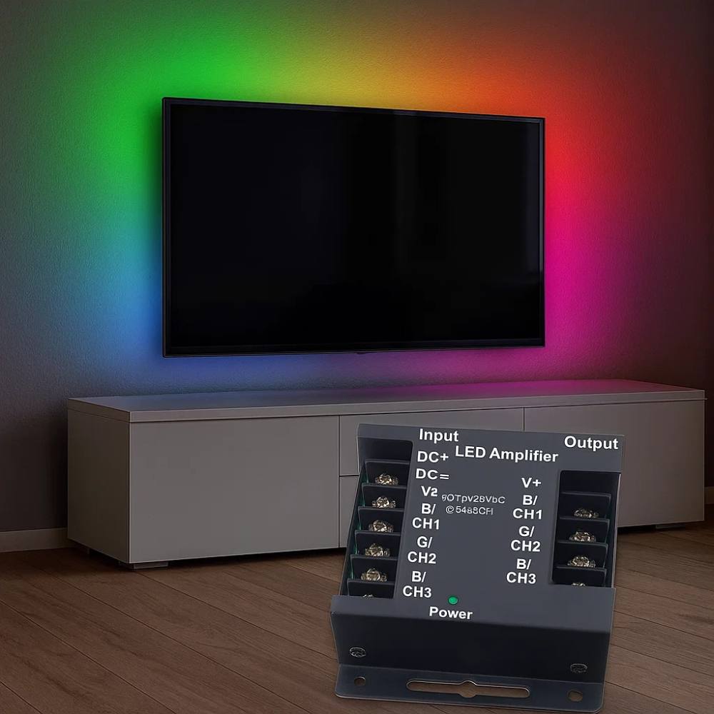 Amplificatore striscia led rgb optonica 6326 12-24v 288w
