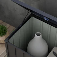 Panca Contenitore da 450L con 4 Rotelle e Maniglie, in Acciaio e PP, 125.5x61.5x70 cm, Grigio Scuro