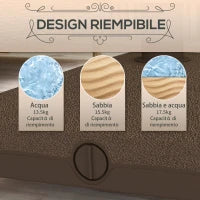 Base per Ombrellone con Ruote Riempibile fino a 20 kg per Pali da Ø22-38 mm, 45x45x39 cm, Marrone