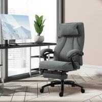 Sedia da Ufficio Massaggiante, Poltrona Direzionale Regolabile in Altezza, Sedia Gaming con Funzione Massaggiante, Sedia Girevole Ergonomica, Poltrona Massaggiante, Tessuto Effetto Lino, 64 x 74 x 109-117 cm, Grigio