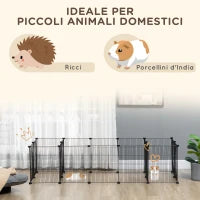 Gabbia per Porcellini d'India, Recinto per piccoli animali, 18 pz con Porta 175x70x45cm, Nero