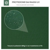 Copertura per Gazebo 4x3 m a 2 Livelli in Poliestere con Cinghie e 10 Fori di Drenaggio, Verde