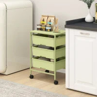 Carrello da Cucina a 4 Livelli, con Ruote, 3 Ceste e Pannello superiore 40,8x33,5x60,5 cm Verde