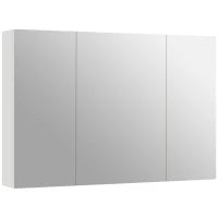 kleankin Armadietto Pensile Bagno con 3 Ante a Specchio e Ripiani Regolabili in Legno 90x13.5x60 cm, Bianco
