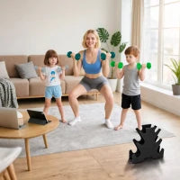 Kit Pesi Esagonali da 18 kg Totali con Supporto Incluso, in Acciaio, Metallo e Plastica, Multicolore