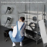 Scaffale da Cucina a 5 Livelli Regolabili su 13 Altezze Diverse, in Acciaio Inox, 91x40x139 cm, Argento