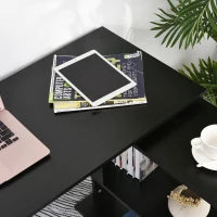 Scrivania Angolare con Piano Girevole a 360° e 5 Ripiani, 120x110x74.5 cm, Nero