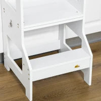 Scala Montessori 2 in 1 in MDF Staccabile, con Sgabello, Lavagna Inclusi, per Bambini 3-6 Anni, Bianco