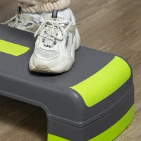 Step Fitness per Aerobica Regolabile su 3 Altezze 10-15-20 cm in Plastica, Verde e Grigio