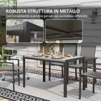 Tavolo da Giardino in Rattan PE per 4 Persone con Struttura in Metallo, 120x70x72cm, Grigio