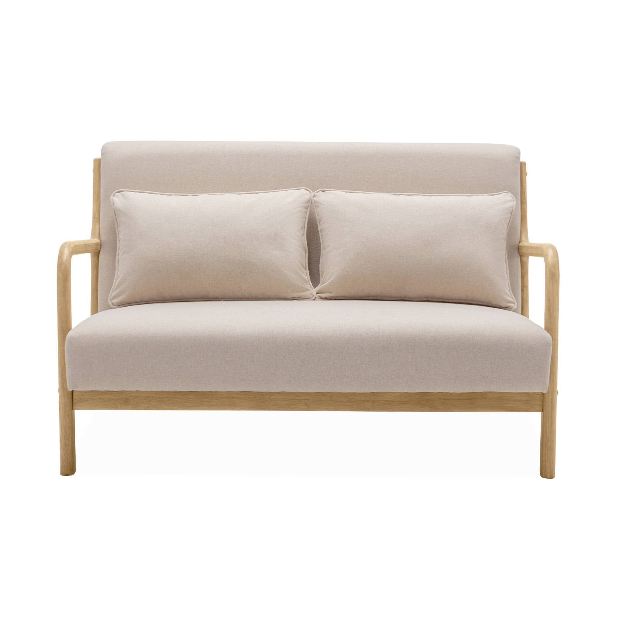 Panchina scandinava 2 posti legno e tessuto, beige