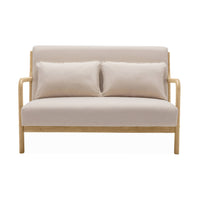 Panchina scandinava 2 posti legno e tessuto, beige