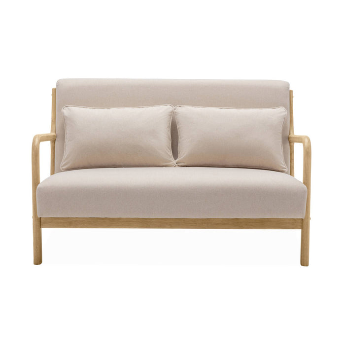 Panchina scandinava 2 posti legno e tessuto, beige