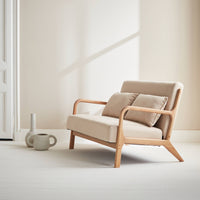 Panchina scandinava 2 posti legno e tessuto, beige