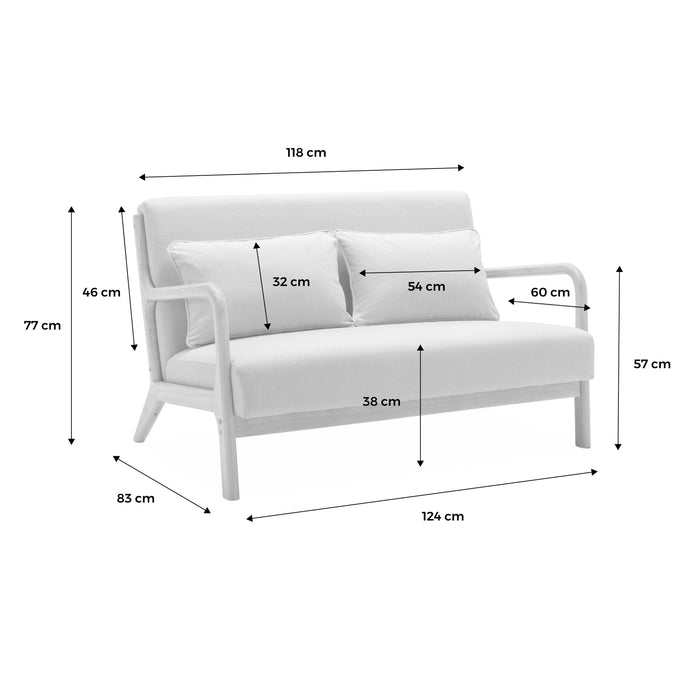 Panchina scandinava 2 posti legno e tessuto, beige