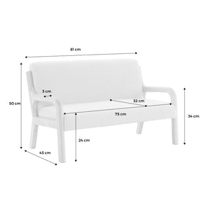 Panca per bambini scandinava, tessuto bouclé, 2 posti, beige