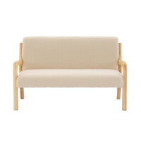 Panca per bambini scandinava, tessuto bouclé, 2 posti, beige