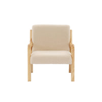 Poltrona scandinava per bambini in legno, tessuto bouclé, beige