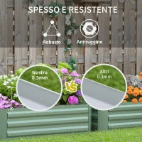 Set di 2 Letti per Orto Rialzati in Acciaio Zincato per Piante e Ortaggi, 100x100x30cm