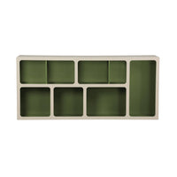 Libreria organica in legno bicolore con 8 scomparti, verde kaki