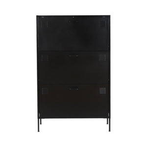 Scarpiera industriale in metallo con 3 cassetti, nero