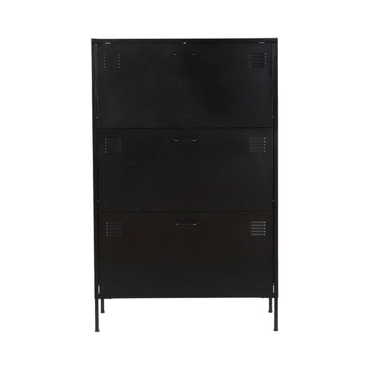 Scarpiera industriale in metallo con 3 cassetti, nero