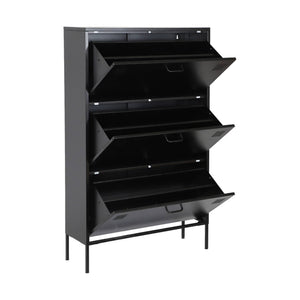 Scarpiera industriale in metallo con 3 cassetti, nero
