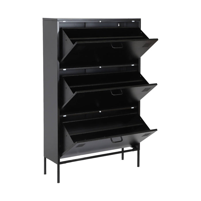 Scarpiera industriale in metallo con 3 cassetti, nero