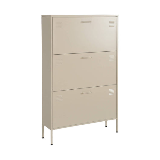 Scarpiera industriale in metallo con 3 cassetti, crema