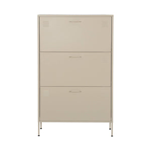 Scarpiera industriale in metallo con 3 cassetti, crema