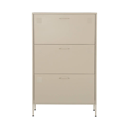 Scarpiera industriale in metallo con 3 cassetti, crema