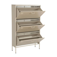 Scarpiera industriale in metallo con 3 cassetti, crema