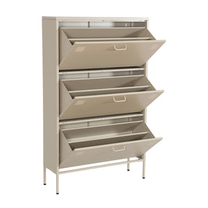 Scarpiera industriale in metallo con 3 cassetti, crema