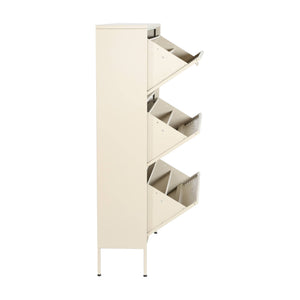 Scarpiera industriale in metallo con 3 cassetti, crema