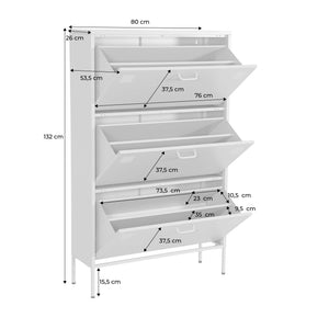 Scarpiera industriale in metallo con 3 cassetti, crema