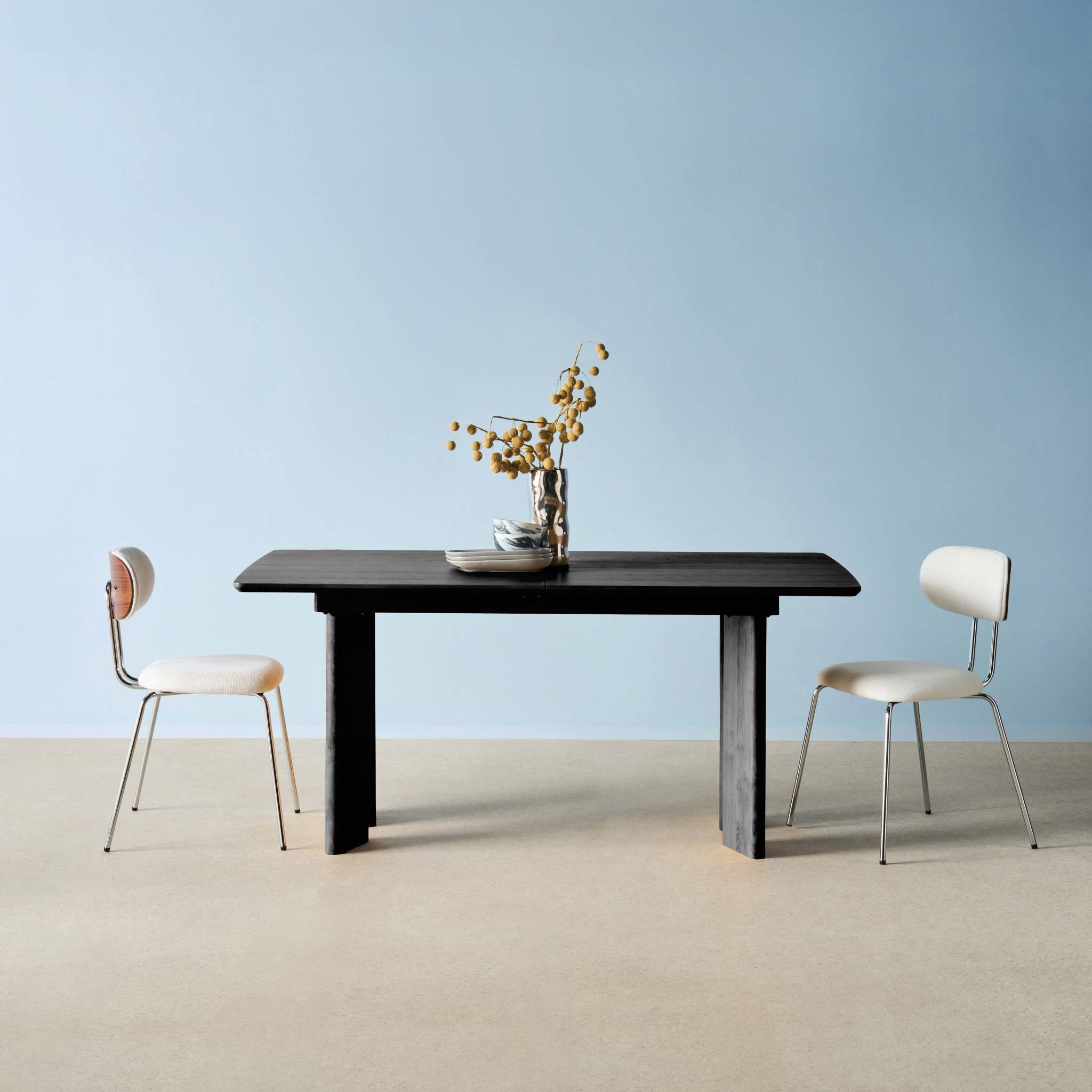 Tavolo da pranzo rettangolare allungabile in legno di hevea e