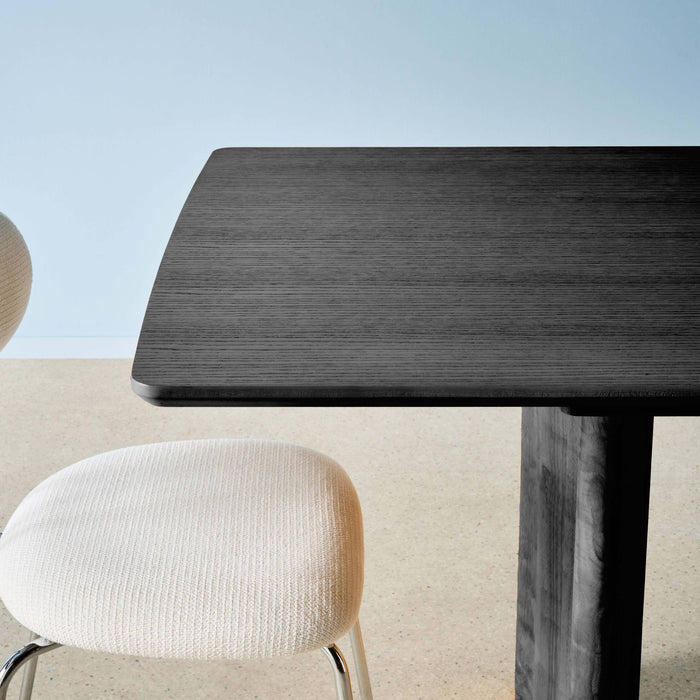 Tavolo da pranzo rettangolare allungabile in legno di hevea e