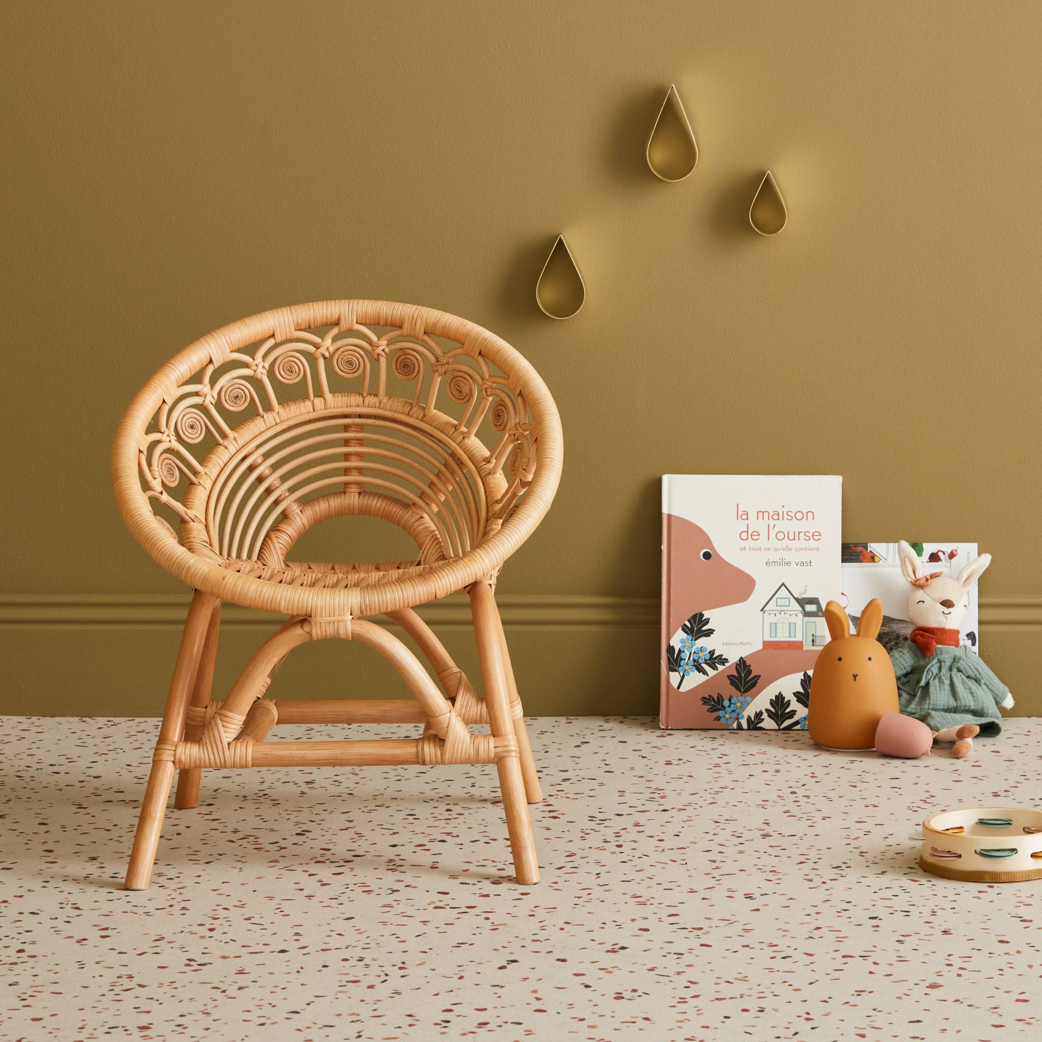 Sedia per bambini in rattan, marrone naturale