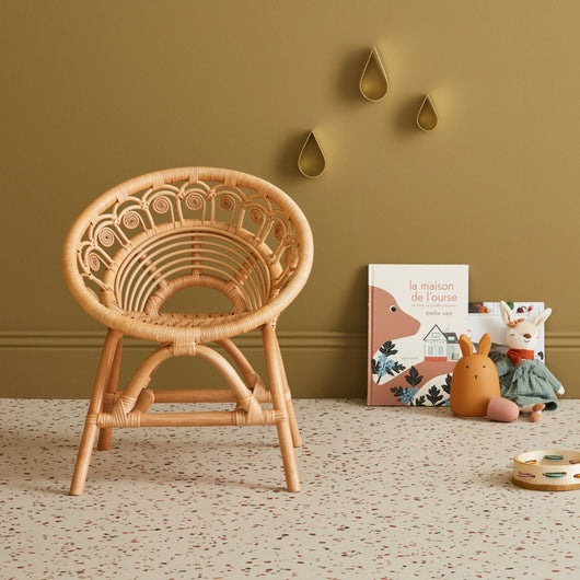Sedia per bambini in rattan, marrone naturale