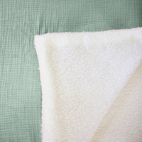 Plaid sherpa e mussola di cotone , 170cm, verde mandorla