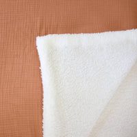 Plaid sherpa e mussola di cotone , 170cm, caramello