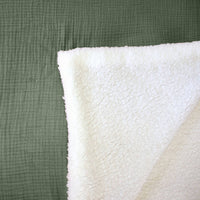 Coperta in agnellino e garza di cotone, 130cm, verde kaki