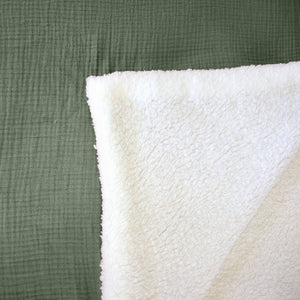 Coperta in agnellino e garza di cotone, 130cm, verde kaki