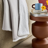 Plaid sherpa e mussola di cotone , 170cm, grigio