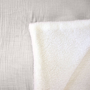 Plaid sherpa e mussola di cotone , 170cm, grigio