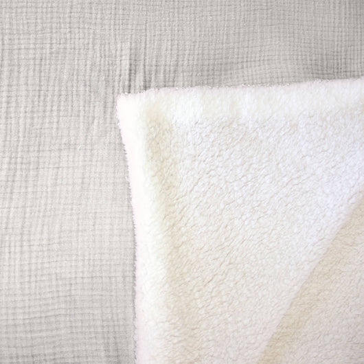 Plaid sherpa e mussola di cotone , 170cm, grigio