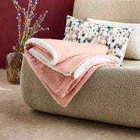 Plaid sherpa e mussola di cotone , 170cm, pesca